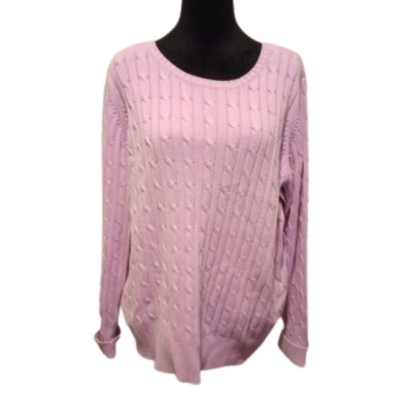 St. John's  Bay Women's Size XL Pink Cable Knit Sweater - Picture 1 of 8
